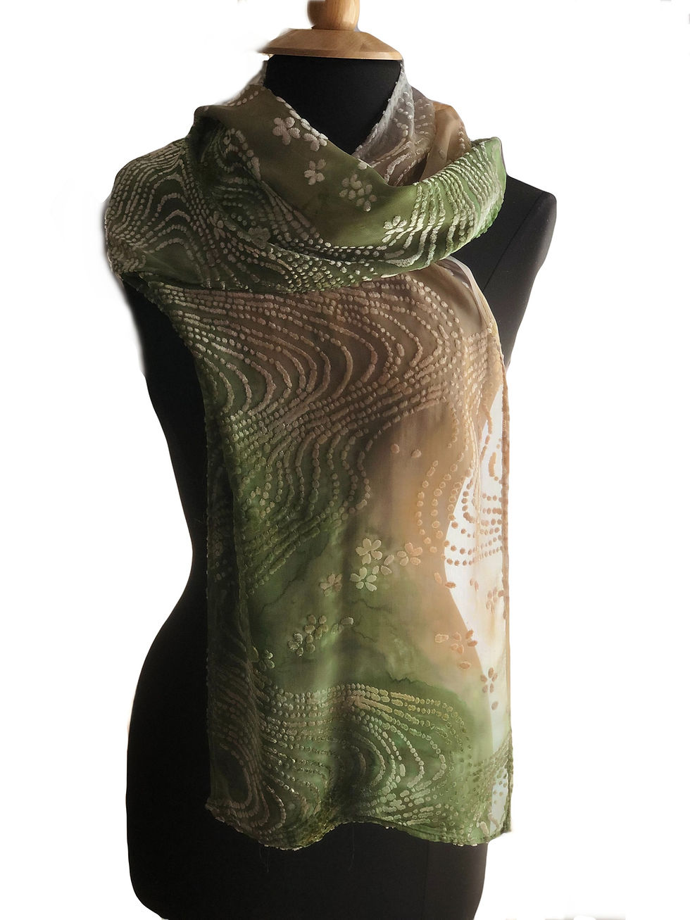 Thumbnail: Silk Velvet Shawl - Irish Moss Devoré Velvet