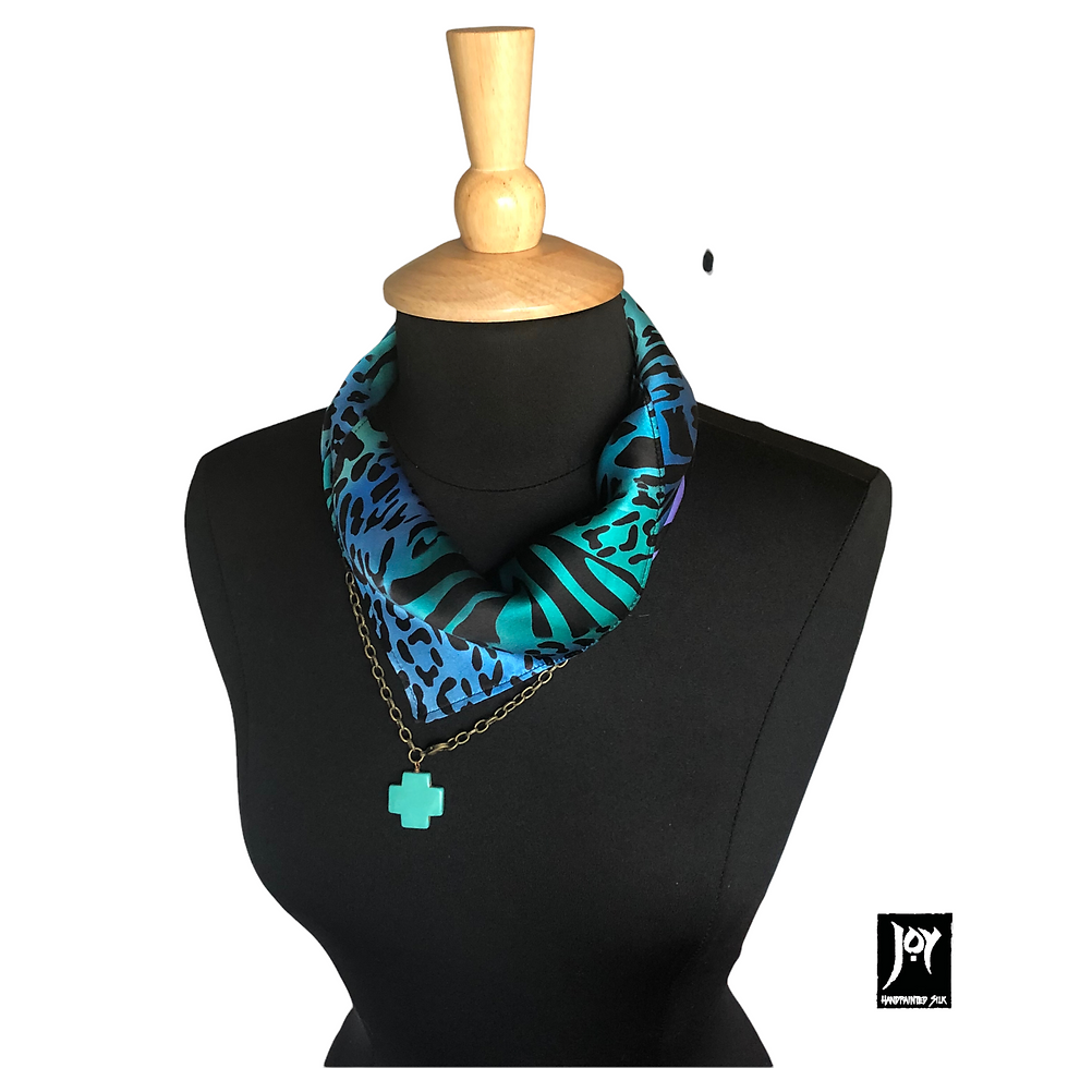 Thumbnail: Silk Scarflette - Blue Mind Safari