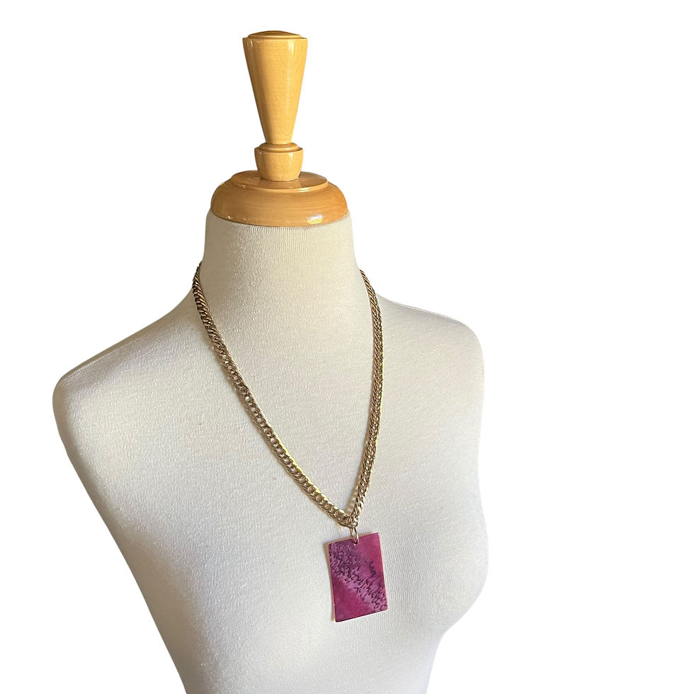 Foxglove Mother of Pearl Pendant Necklace on Gold Chain styled on a mannequin