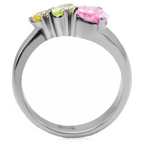 Miniatura: TK091 High Polished (No Plating) Stainless Steel Ring With AAA Grade CZ in Multi