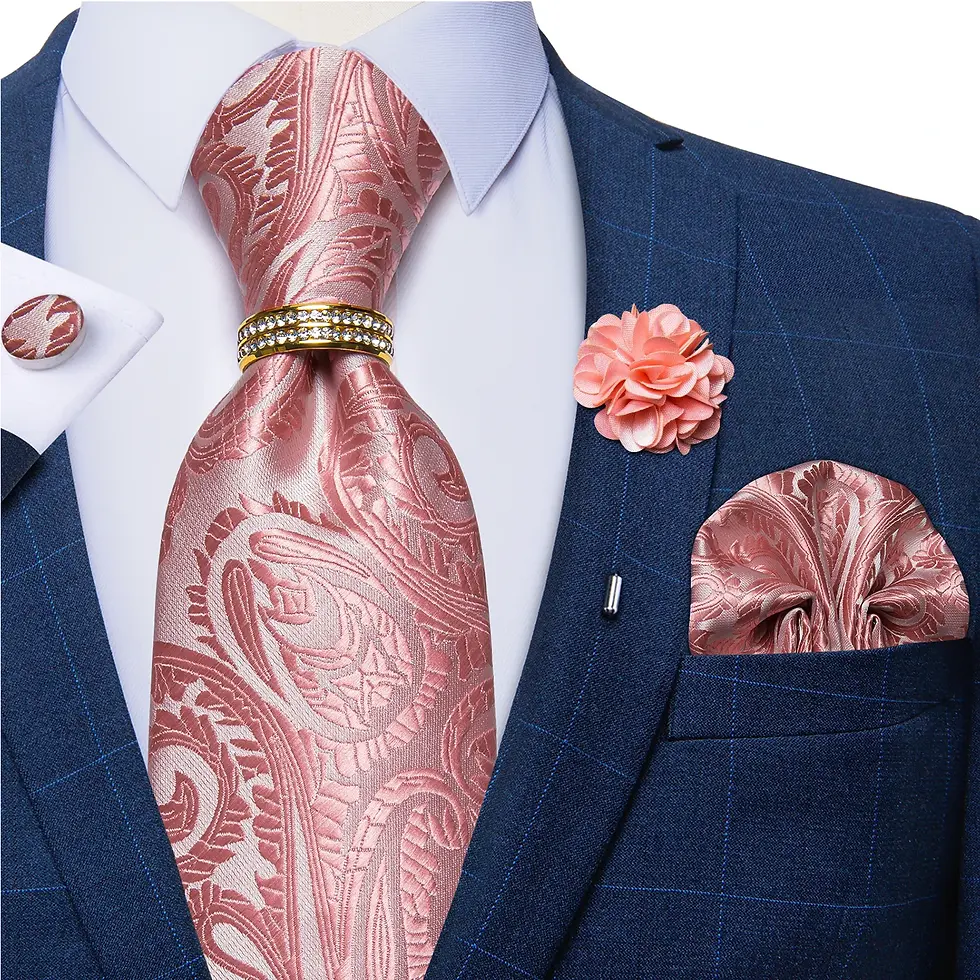 Miniatura: 8cm Men Tie White Solid Necktie Men's Formal Wedding Party Ties Cufflinks Hanky
