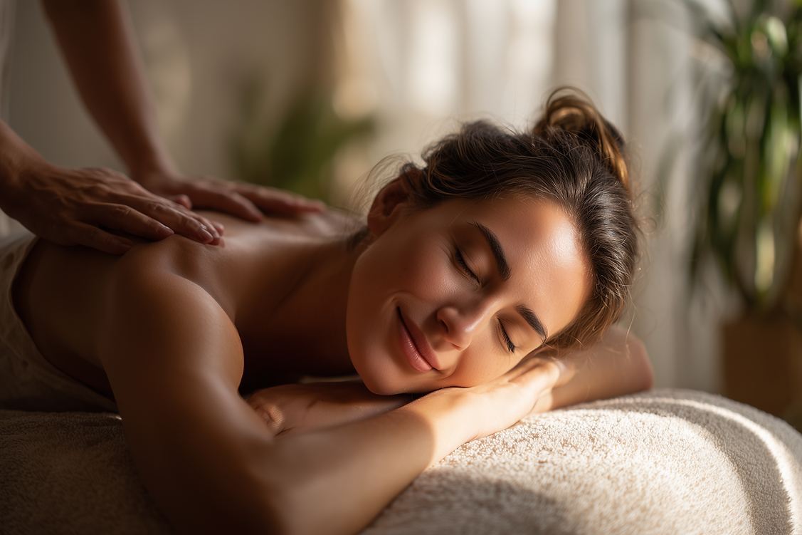 onufrypocinoga_A_mid-30s_woman_lying_on_a_massage_table_at_home_ef9fc82b-2488-4e98-97eb-bf