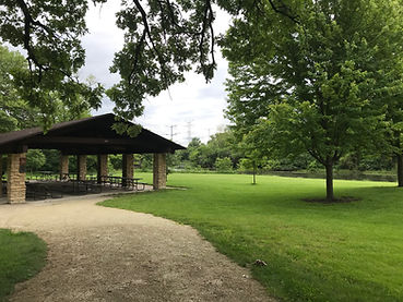 Park pavilion with grassy area