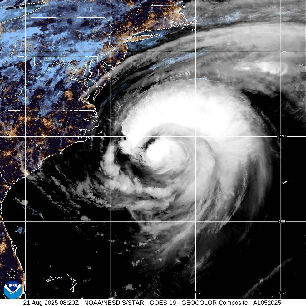 Uragano Erin del 2025, vicino alle stesse aree colpite nel 1831.