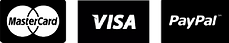 לוגואים של מאסטרקארד, ויזה ו-PayPal – אמצעי תשלום זמינים