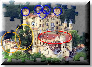 A part of puzzle featuring a castle is shown