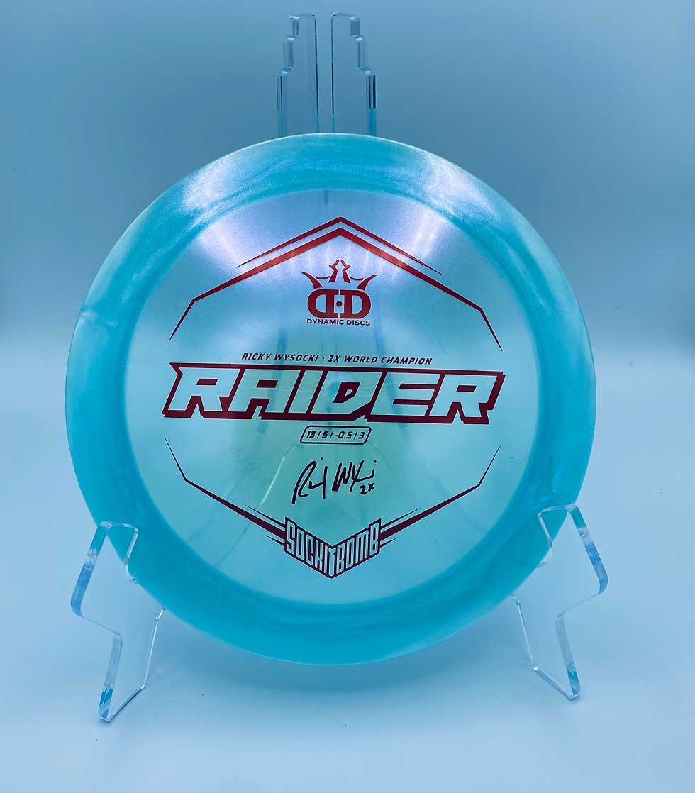 Dynamic Discs Lucid-Ice Glimmer Raider Ricky Wysocki Sockibomb Stamp