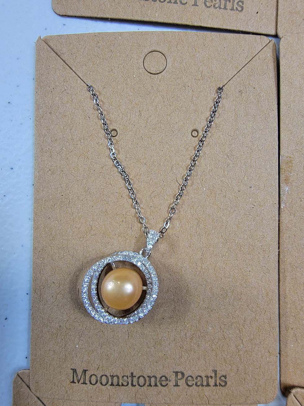 Premade Pendant Necklace Orange Pearl