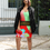 Miniature : Robe d'été vert resserrée à la taille imprimée mi-long EH005