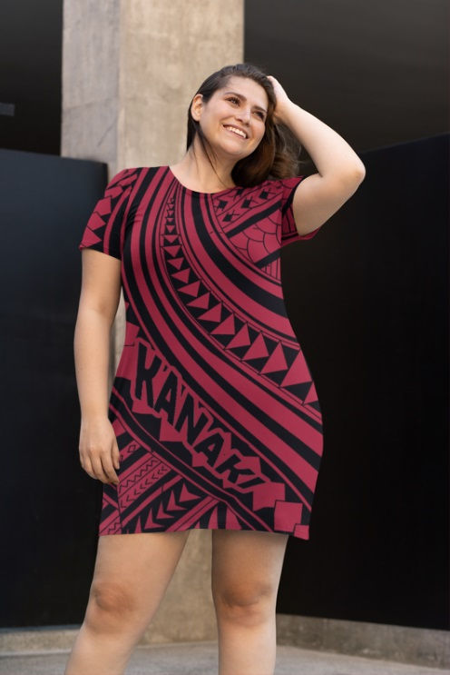 Miniature : Robe de détente à manches courtes imprimé Kanaky noir