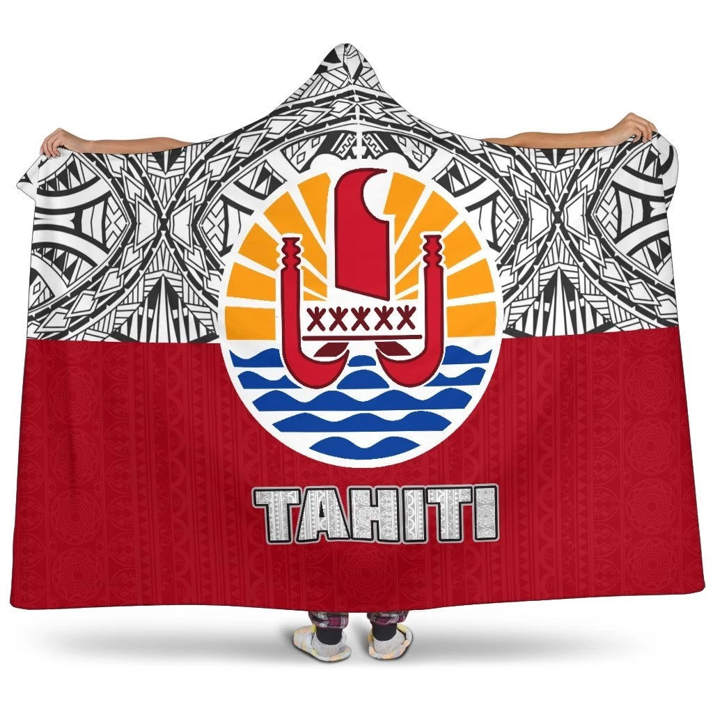Plaid à capuche effigie Tahiti avec motif
