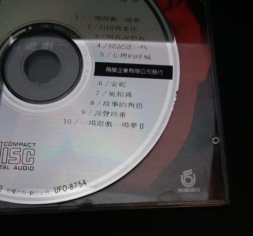 王傑/一場遊戲一場夢/飛碟唱片 1988年発売UFO-8754盤面美品