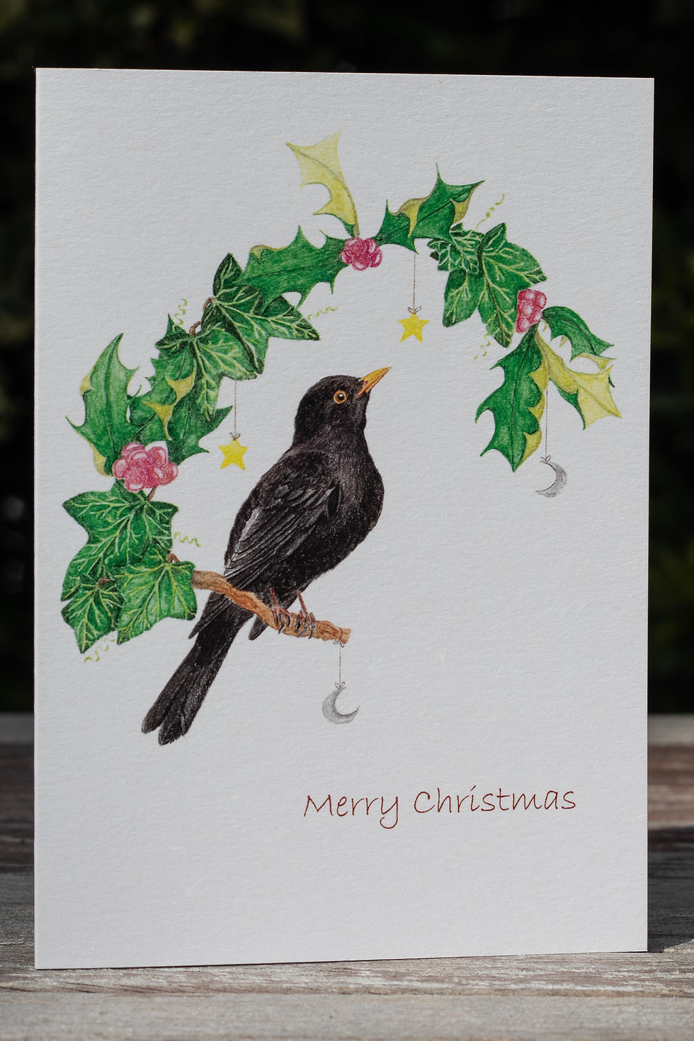 Blackbird Wreath card