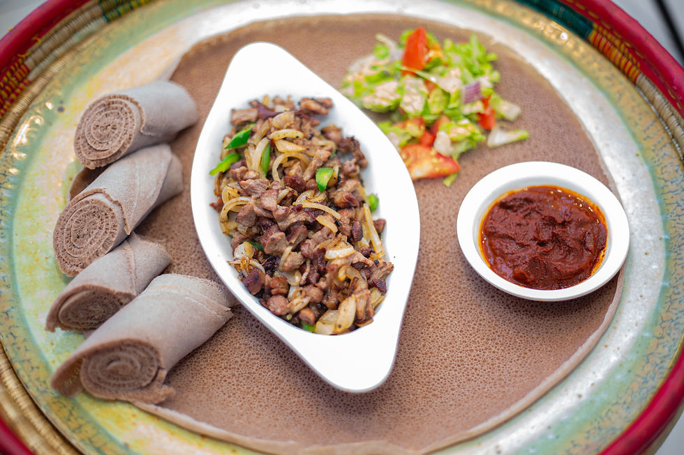 Close-up view of traditional Ethiopian coffee ceremony setup