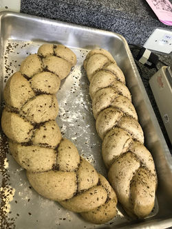Nosso delicioso pão indo para o forno