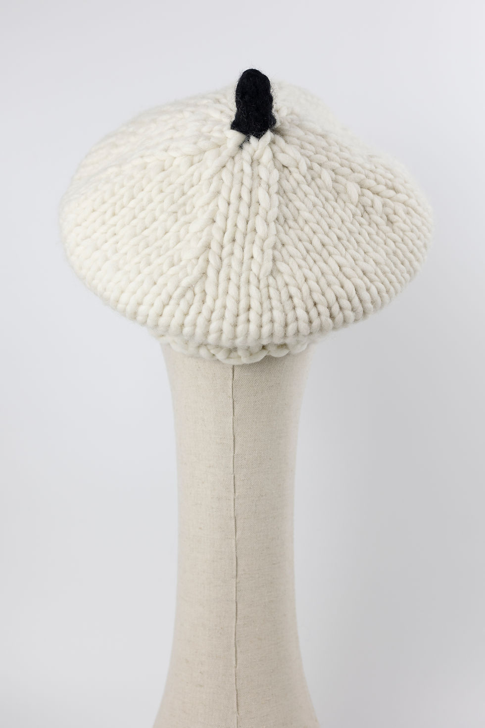 Thumbnail: off-white wool beret back view