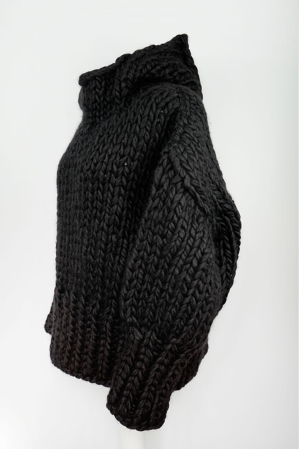 Thumbnail: Black wool hooded Jumper lateral view