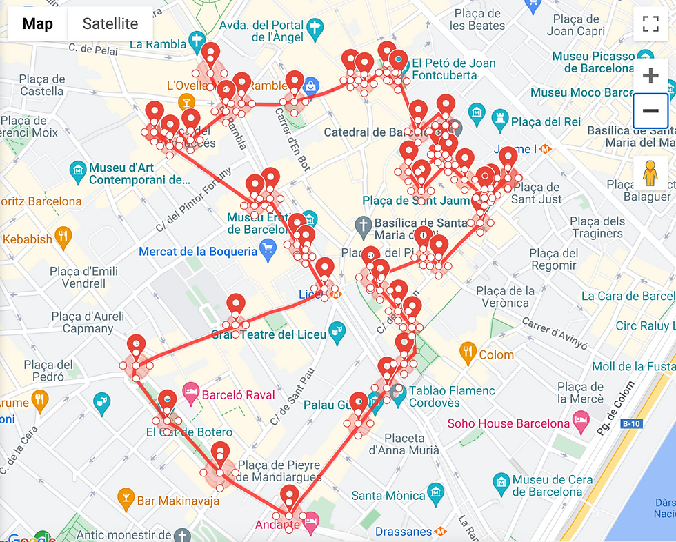 A route map from a Voicemap walking tour