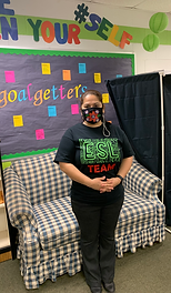 ESOL teacher wearing mask; #goalgetters