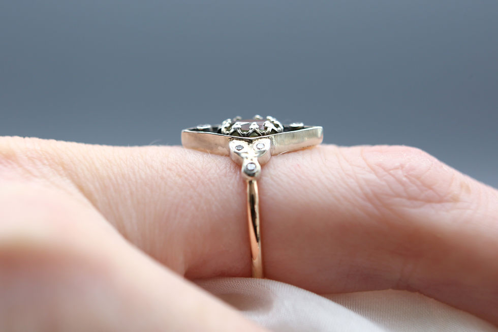 Thumbnail: Sterling Silver & 9ct Rose Gold Csarite & Diamond Ring