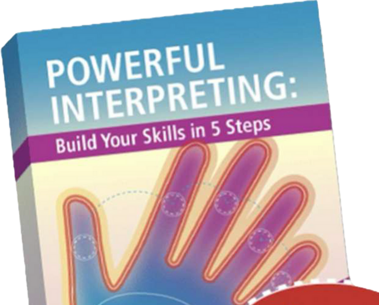 Sharon Neumann Solow's Powerful Interpreting Book cover with Blue and purple colors with a hand.