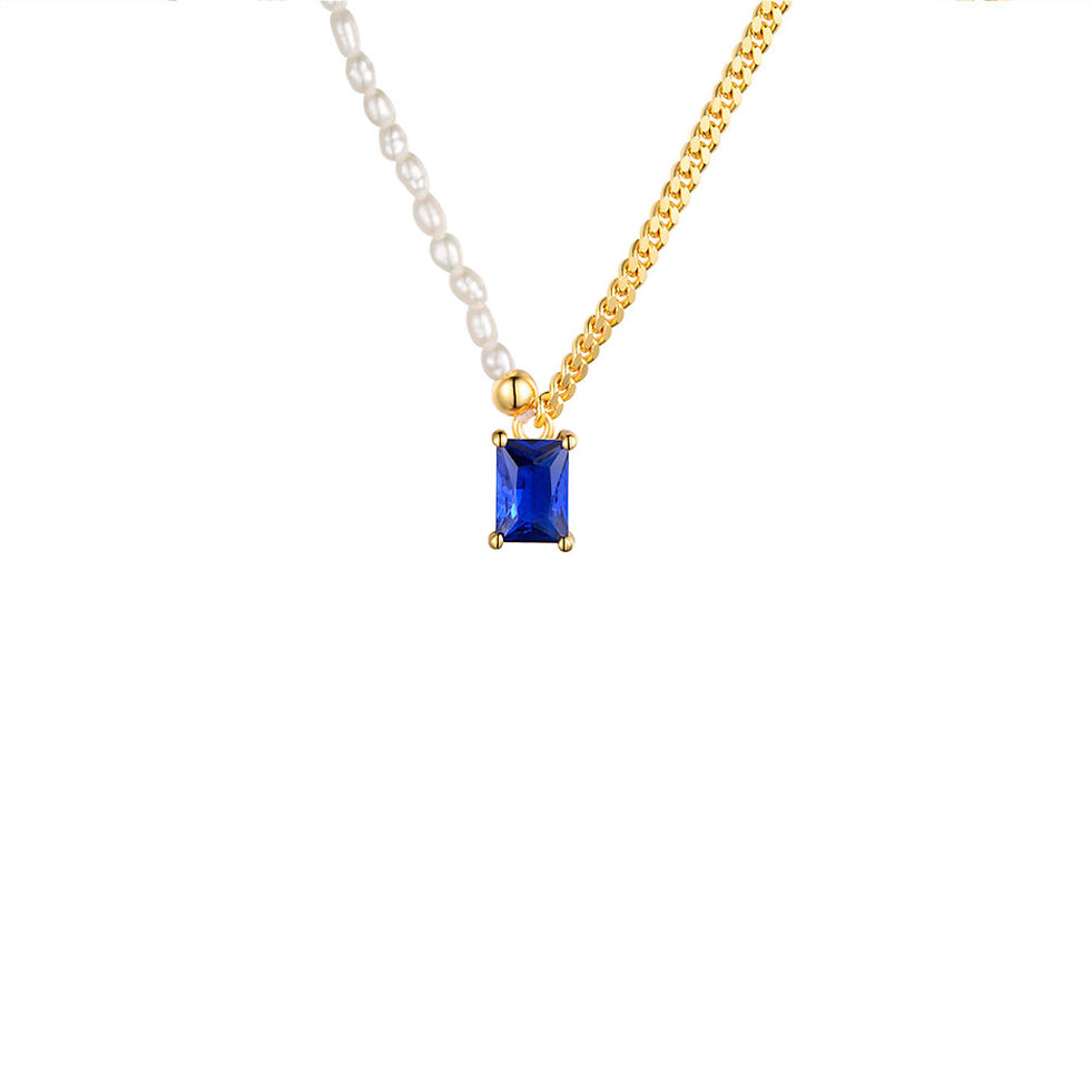 Eleos Cuban Chain Necklace - Sapphire