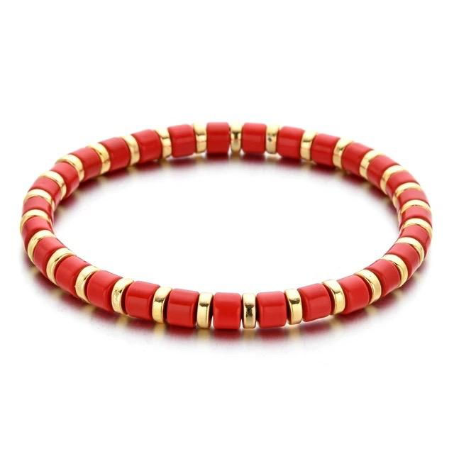 Thumbnail: Miyuki Beaded Bracelet with Gold Details