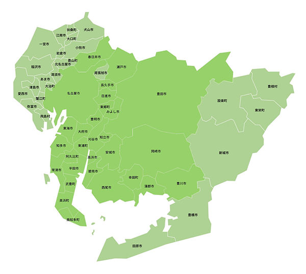愛知県の地図 市町村名入り