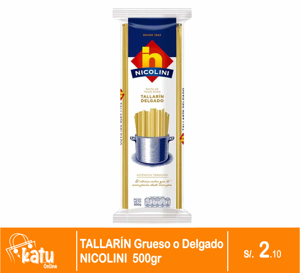 Tallarín Grusos ó Delgados 500g NICOLINI