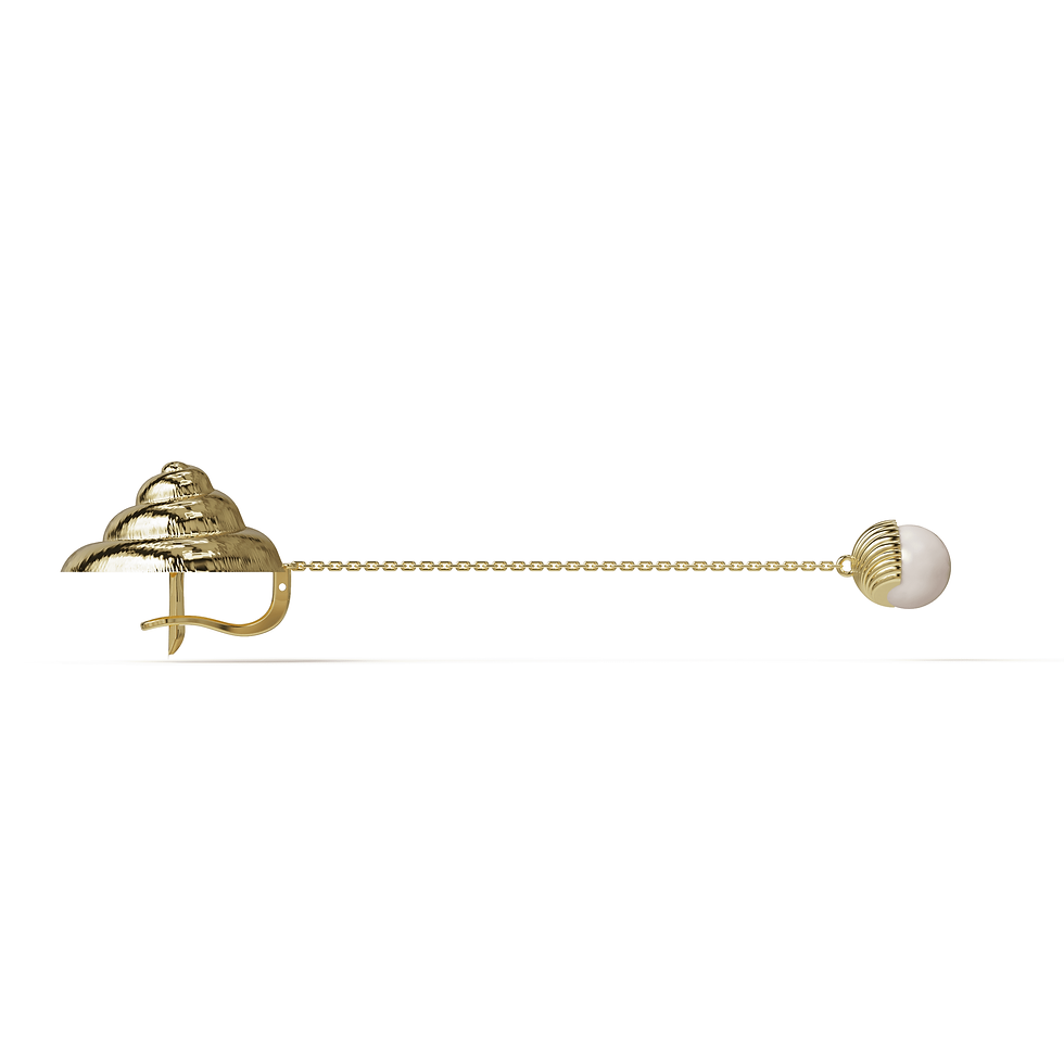 Thumbnail: sea shell and pearl earing gold