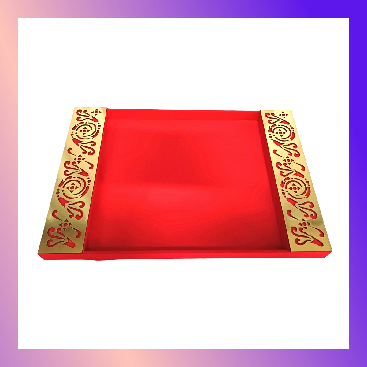 Gold Pattern Panel Tray - Red