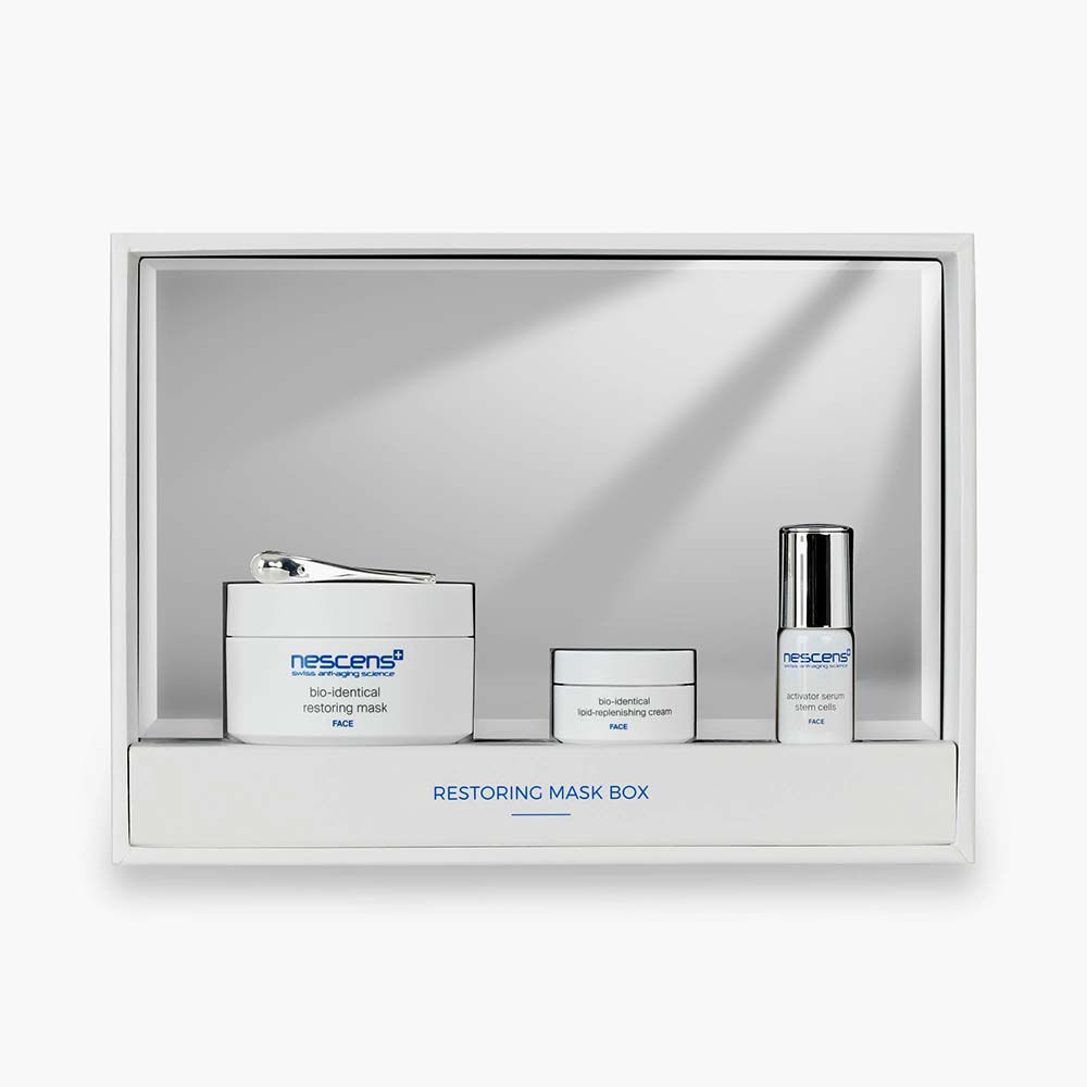 Coffret Restoring Mask, masque visage, crème visage, sérum activateur cellules