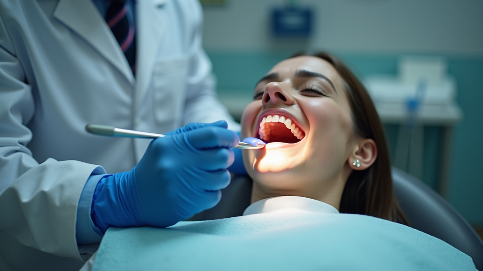 Eye-level view of a dental professional using a digital scanner on a patient
