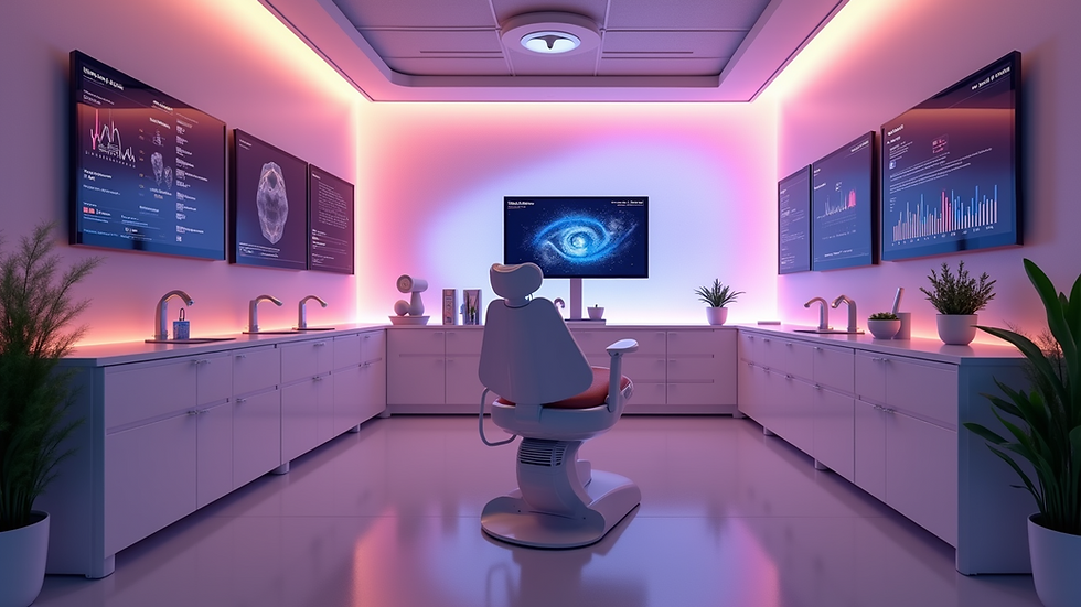 Eye-level view of a dental office with modern technology
