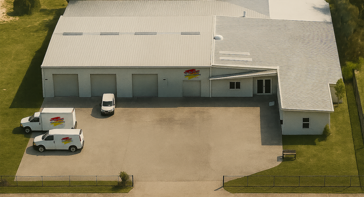 Lee Dee Wholesale warehouse and delivery vans