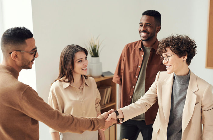 Handshake with a customer