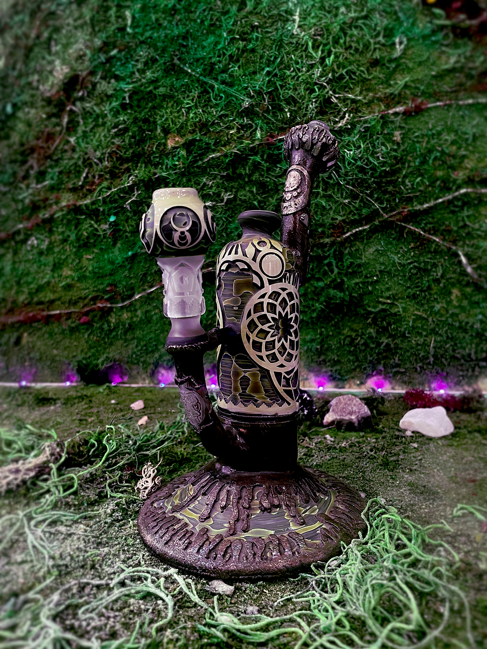BROWN STEAMPUNK THEMED RIG WITH FLOWER OF LIFE DESIGN ON THE BODY