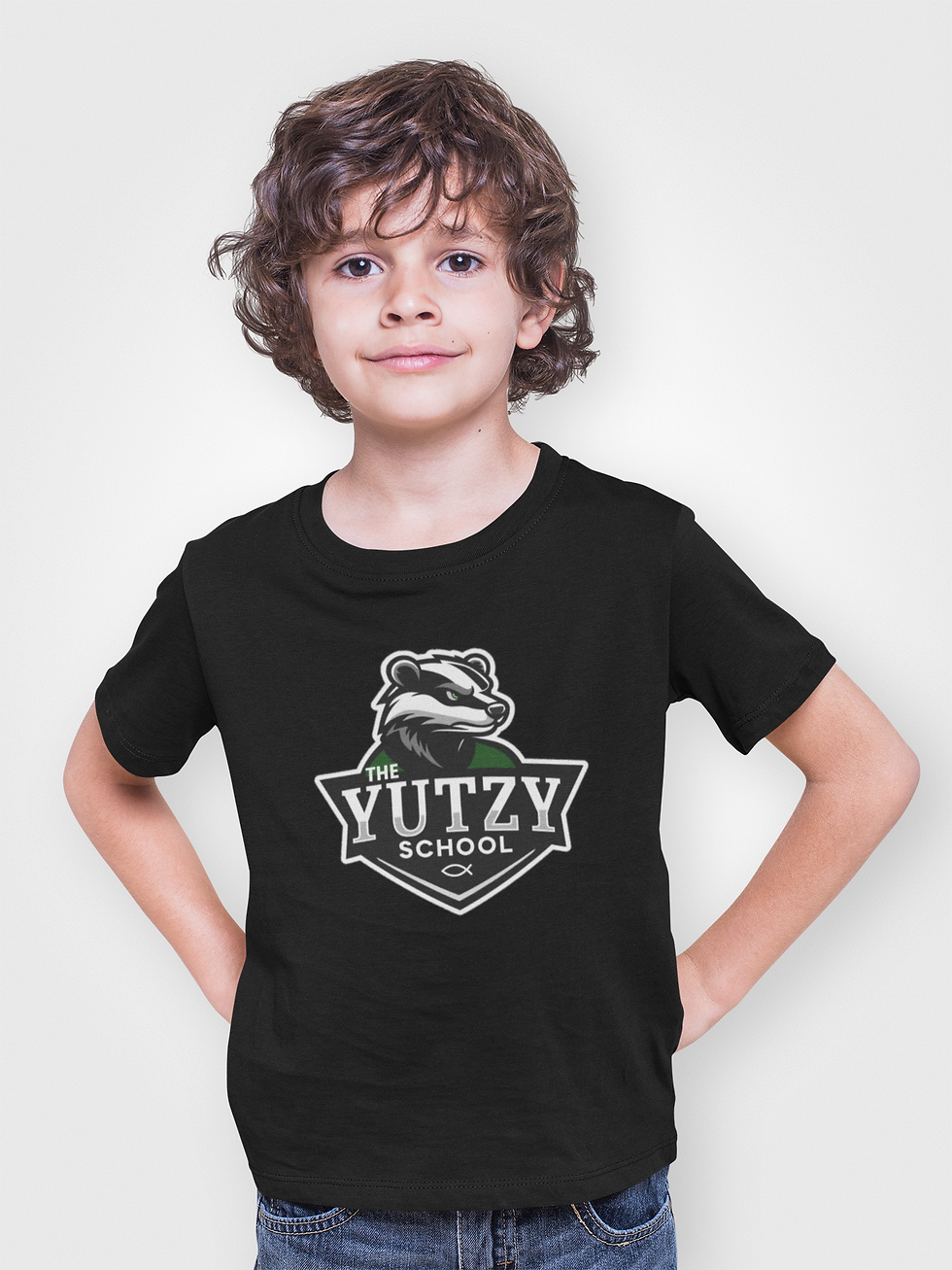 Thumbnail: Kids T-Shirt — "The Yutzy School" Mascot Logo Tee