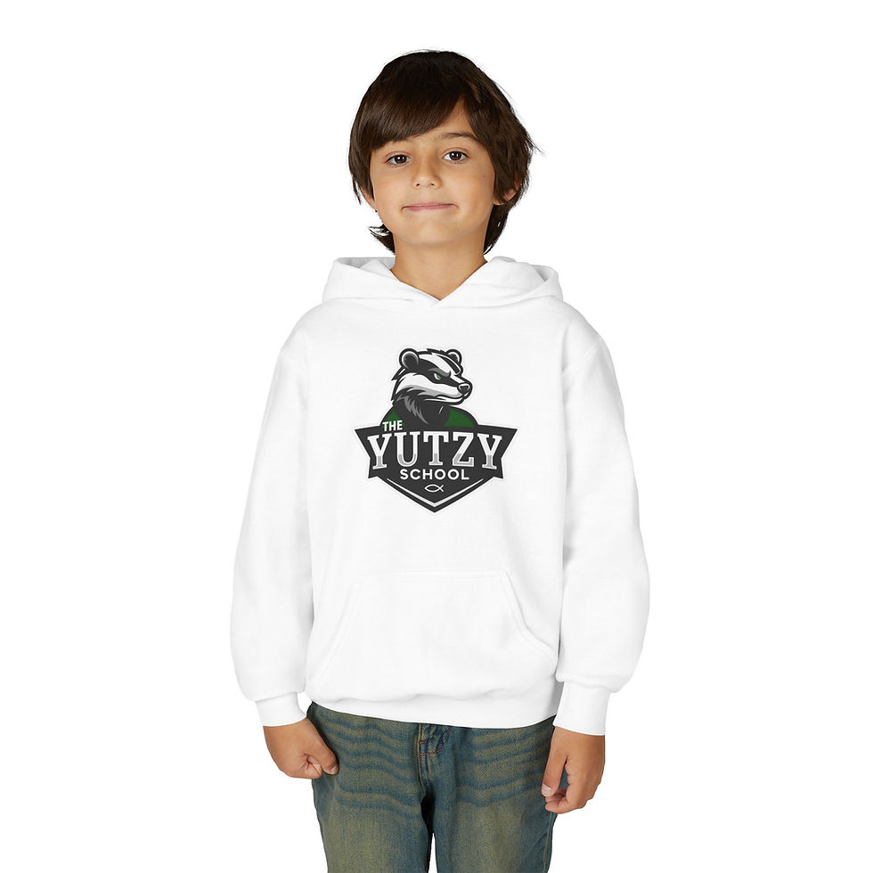 Thumbnail: Youth Hoodie — 'The Yutzy School' Mascot Logo Pullover