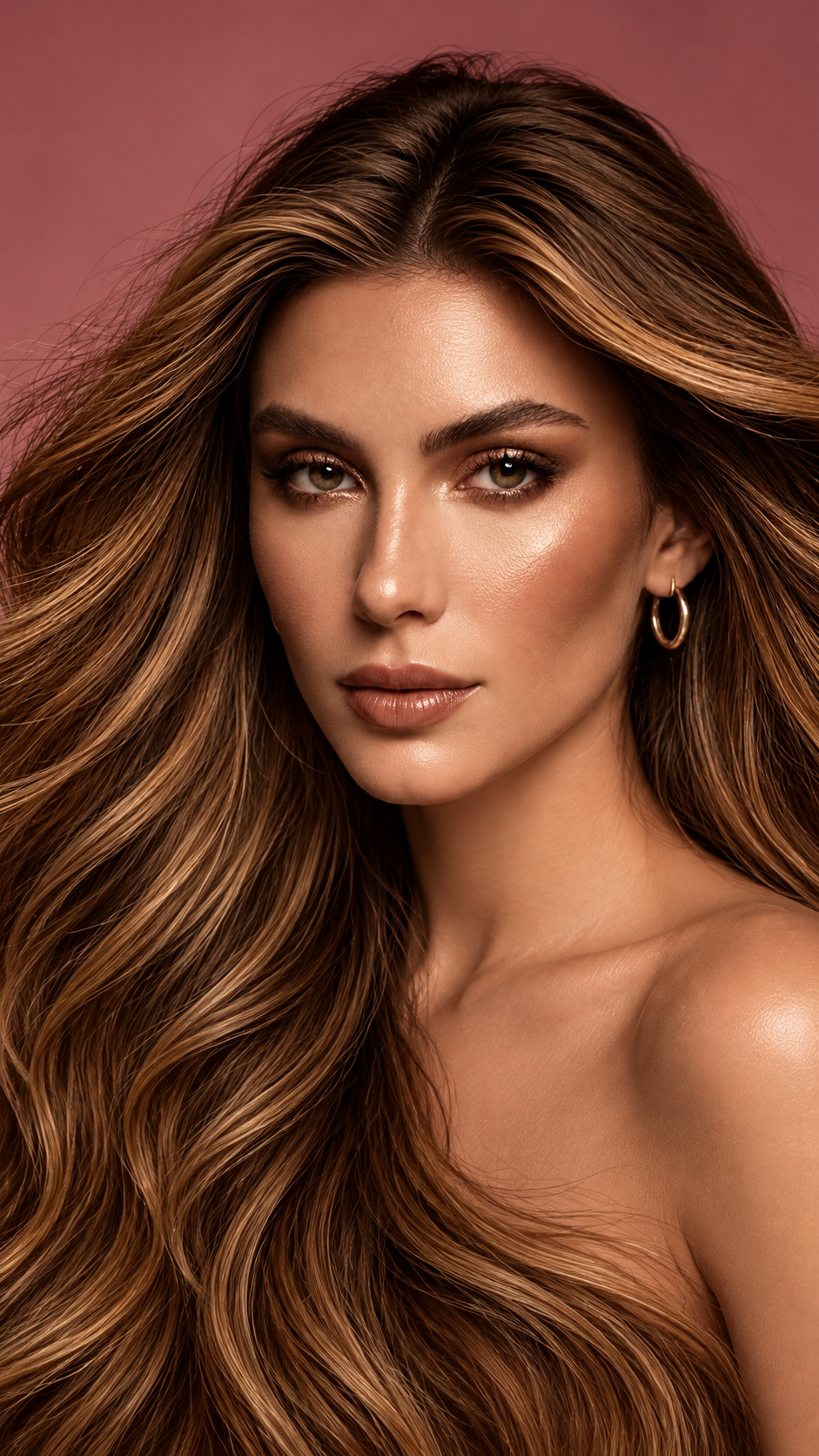 Balayage castaño iluminado con movimiento