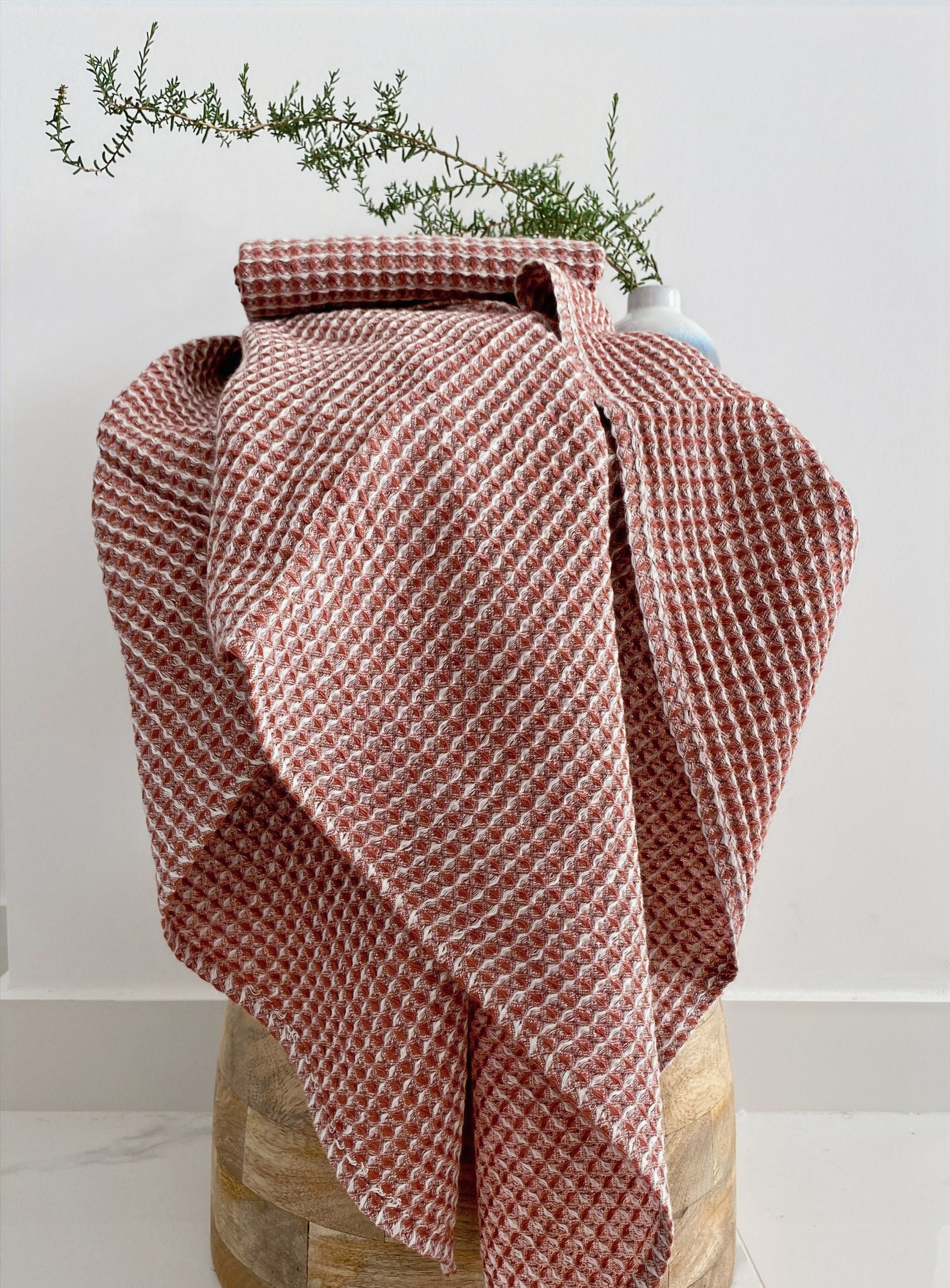 Serviette de bain en lin nid d'abeille - Terracotta - À partir de...