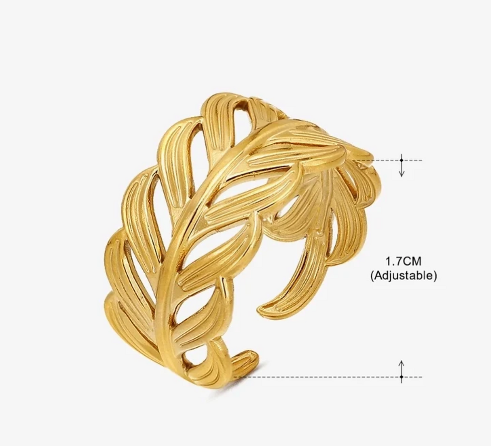 Thumbnail: Leaf-Inspired Adjustable Ring (Gold)
