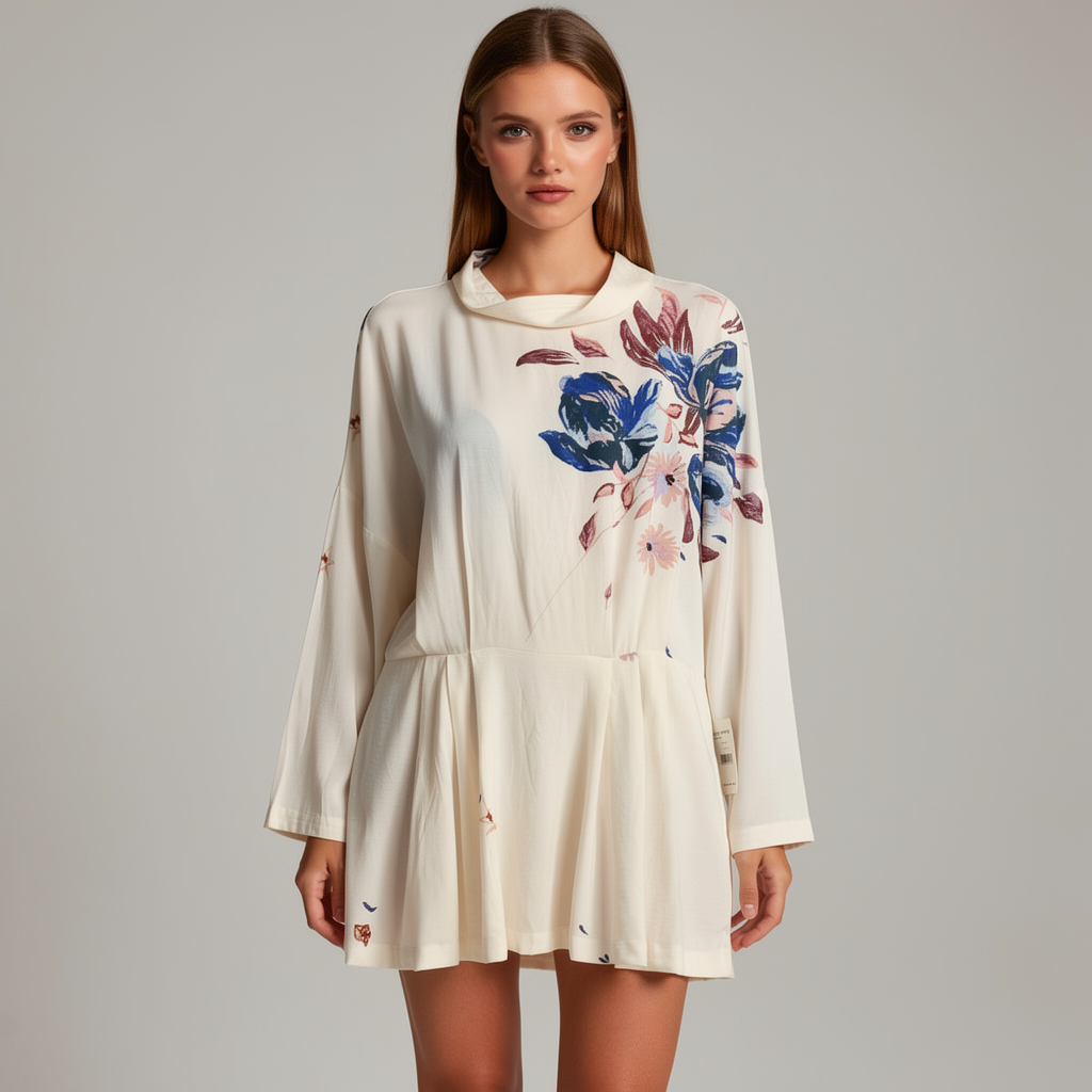 Free People Size M Watercolor Floral Mini Dress