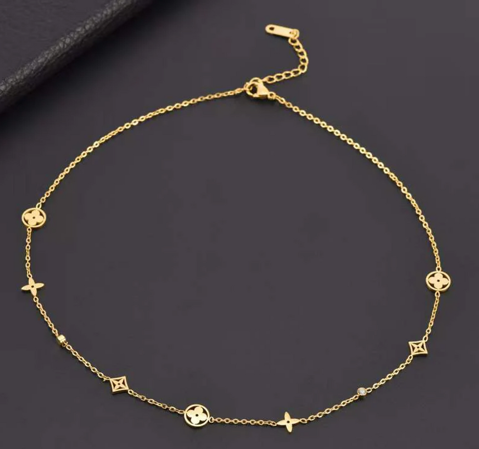 Gold Floral Motif Necklace