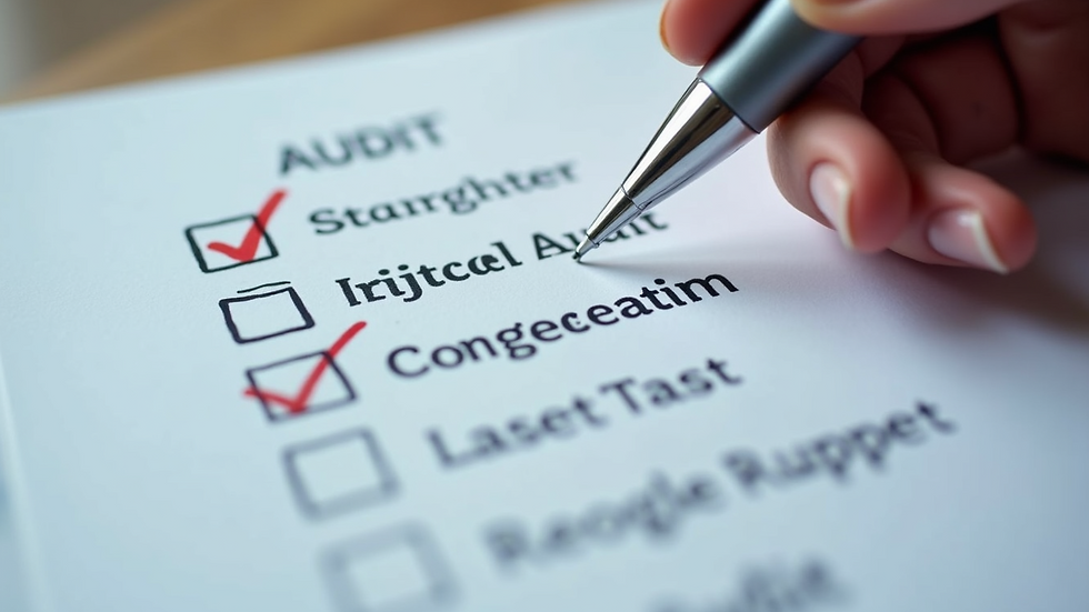 Close-up view of a checklist with digital marketing audit tasks