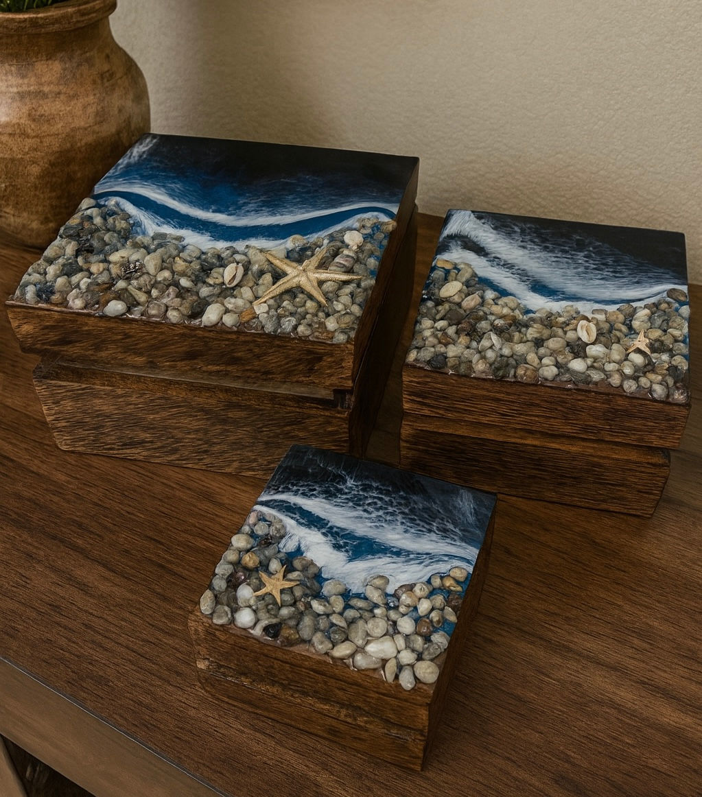 Medium Square Storage Box Pebbles