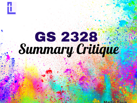 GS 2328 Summary Critique