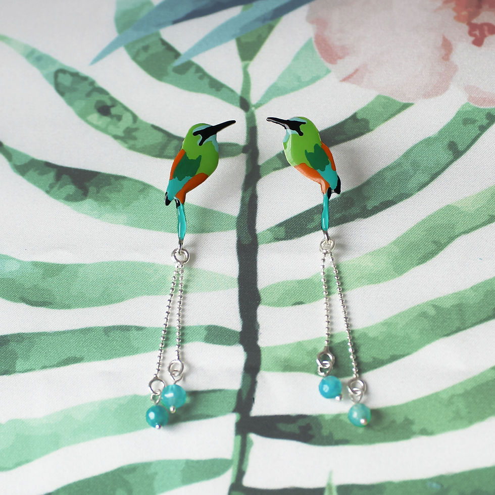 Aretes de Ave Momoto Cejiazul