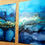 Thumbnail: 2 x Blue and Gold Abstract Ink Paintings A3