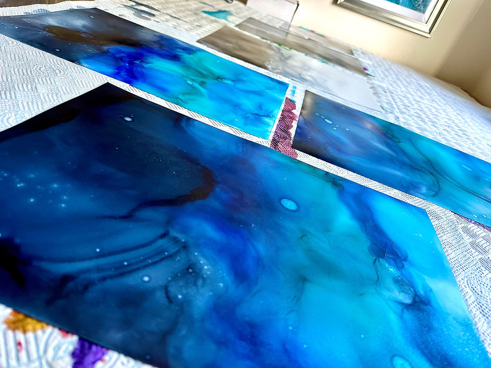 Thumbnail: Ocean Shard Series - Blue A3 Ink Abstracts (Choice of 1 or all)